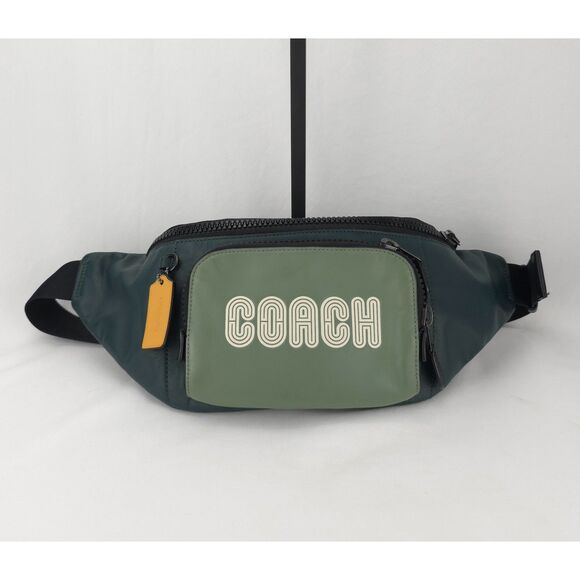 Leather Coach Track Belt Bag Colorblock w Coach Patch Fanny Pack C6653 - Picture 1 of 15